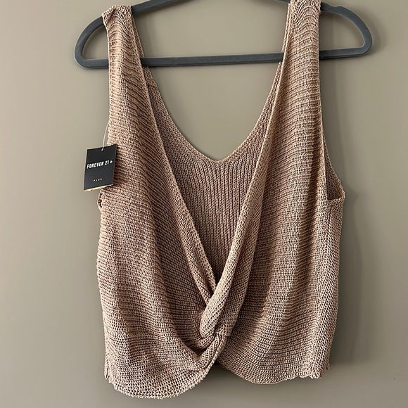 Forever 21 Sweaters - Forever 21 Tan 3X Knotted Sleeveless Sweater